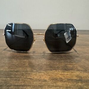 Versace Hexagonal Gold and Black Sunglasses